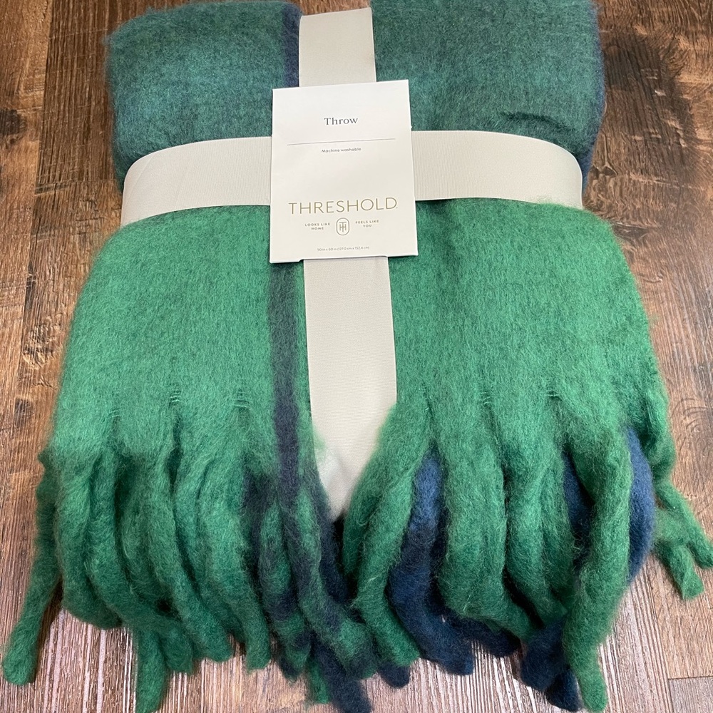 Woven Plaid Throw Blanket - Threshold™ Color Dark Green